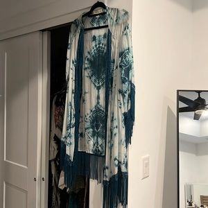 Boho tie die beach cover up